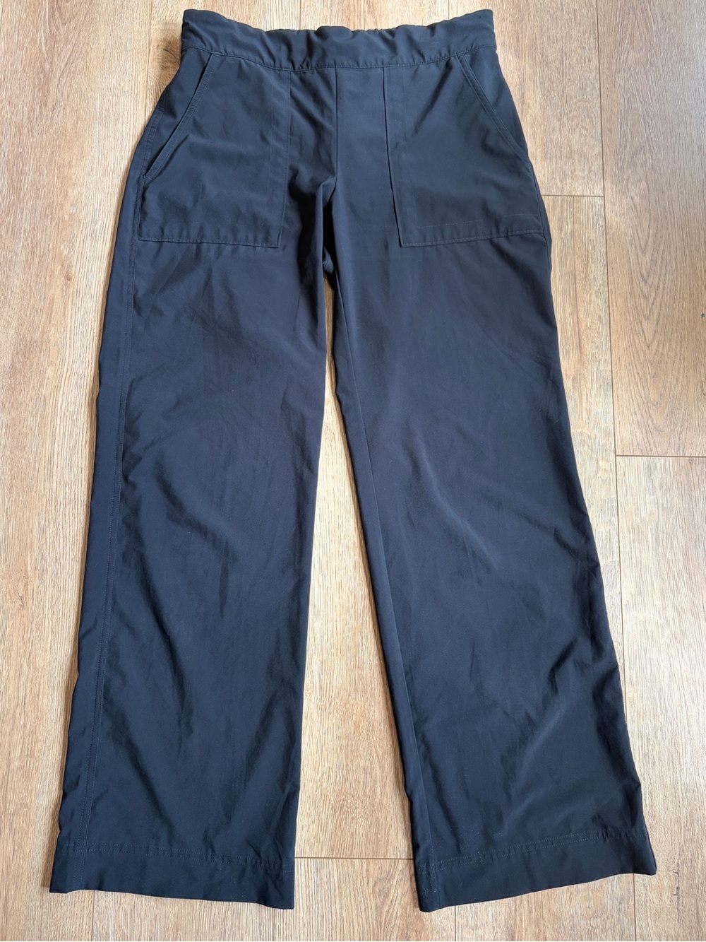 Athleta Black Wide Leg Utility Pants Pull On Stretch Size 8